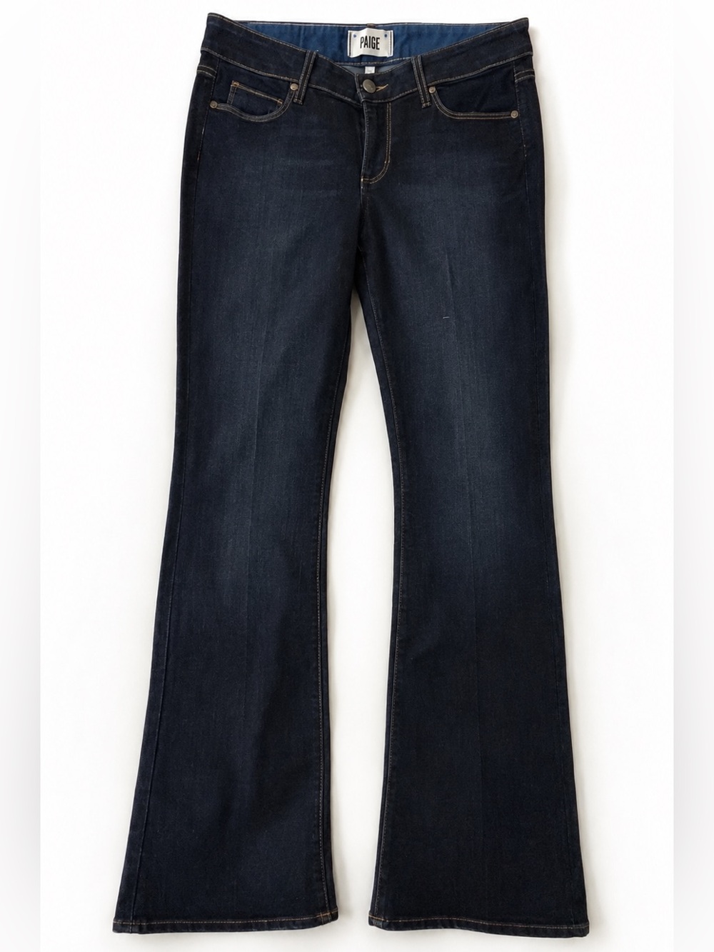 PAIGE Skyline Boot (28x32P) Jeans Carson Dark Wash Mid Rise Slim Flare - Picture 2 of 14